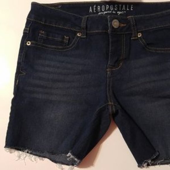 Aeropostale Dark Wash Bermuda Cutoff Jean Shorts - Picture 5 of 15